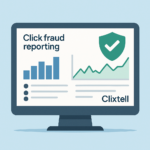 PPC agency dashboard showing click fraud and invalid traffic reporting for client campaigns
