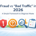 Click fraud vs bad traffic in 2026 hero image for PPC traffic quality audit.