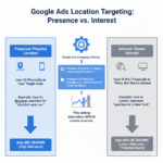 How Google determines location for Google Ads targeting, comparing Presence vs Interest signals and explaining how both combined broadens targeting.