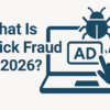 What is click fraud in 2026 graphic showing a Clixtell style PPC dashboard with highlighted fake clicks and a security shield icon.